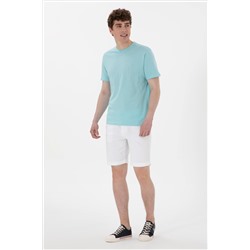Erkek Regular Fit Bisiklet Yaka Aqua Tişört