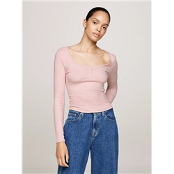 Tommy Jeans Ribbed Scoop-Neck Henley