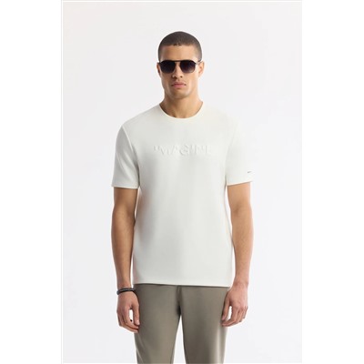 Avva, Erkek Beyaz Bisiklet Yaka Jakarlı T-shirt A41y1167
