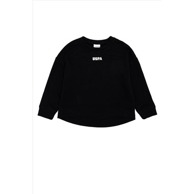 Çocuk Siyah Basic Bisiklet Yaka Sweatshirt