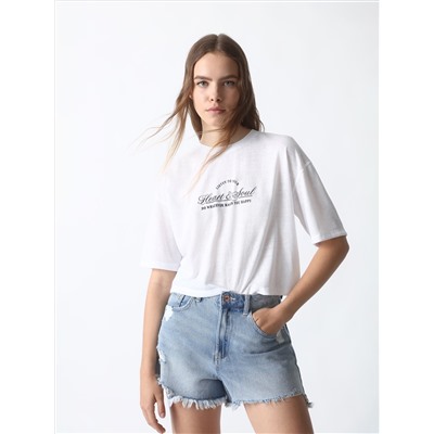 CROPPED T-SHIRT WITH PRINT