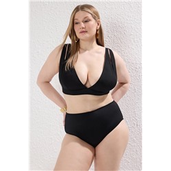 Siyah Yüksek Bel Basic Büyük Beden Bikini Altı TBBSS25CR00001