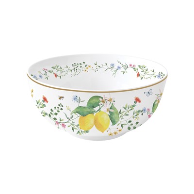 Салатник, 15х8 см, 600 мл, фарфор P, белый, Цветы и лимоны, Fleurs et Citrons, 62848