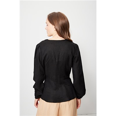 Camisa de lino Negro