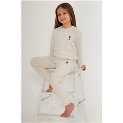 Kız Çocuk Krem Pijama Takımı