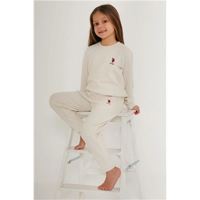 Kız Çocuk Krem Pijama Takımı