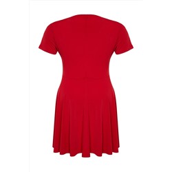 Kırmızı Kruvaze Mini Örme Elbise TBBSS24AH00174
