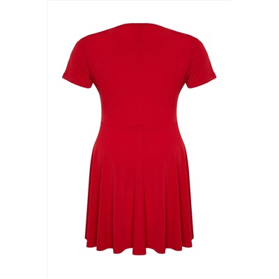 Kırmızı Kruvaze Mini Örme Elbise TBBSS24AH00174