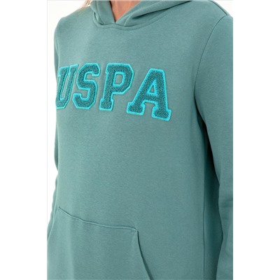 Kadın Mint Basic Kapüşonlu Sweatshirt