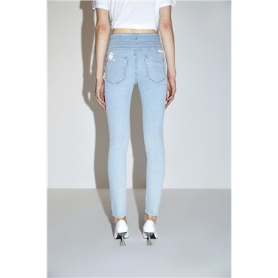 Vaquero skinny fit de tiro alto Azul claro