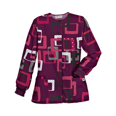 UA Sassy Square Wine Print Scrub Jacket