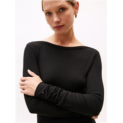Boatneck Rib-Knit Midi Dress