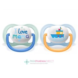 Avent Sucettes Ultra Air Happy 0-6 mois "Love" & Bateau x2