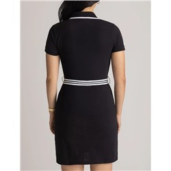 STRIPED BELT POLO DRESS