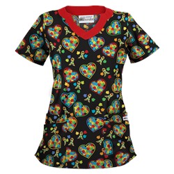 UA Autism Speaks Black Print Scrub Top