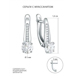 Кольцо из серебра с муассанитом и фианитами родированное S1180251010р16128
