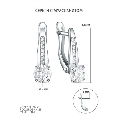 Кольцо из серебра с муассанитом и фианитами родированное S1180251010р16128