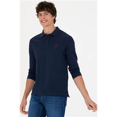 Erkek Lacivert Basic Polo Yaka Sweatshirt