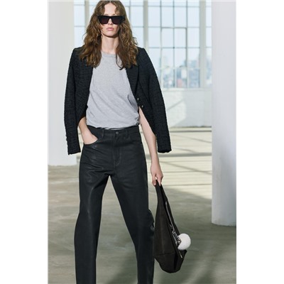 ZW COLLECTION RELAXED MID-WAIST WAXED JEANS
