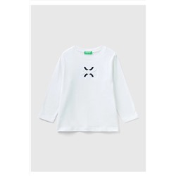 United Colors of BenettonErkek Çocuk Krem Benetton Slogan Baskılı T-Shirt