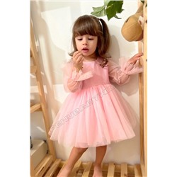 penu baby kids Pembe Uzun Tül Kol Detaylı Tütülü Kız Bebek Elbise - Cinderella Tülkol