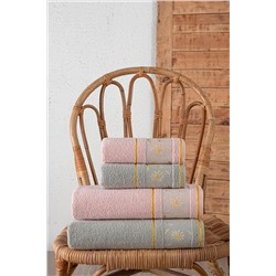 Mürdüm Home Daisy Nakışlı Banyo Havlu Seti 4'lü %100 Pamuk HS-DAİSY