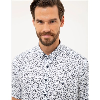 Lacivert Regular Fit Kısa Kollu Gömlek