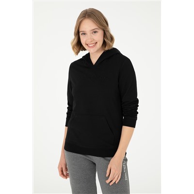 Kadın Siyah Kapüşonlu Sweatshirt