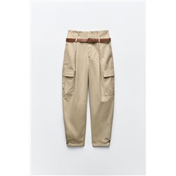 BELTED PAPERBAG CARGO TROUSERS