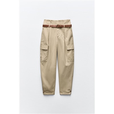 BELTED PAPERBAG CARGO TROUSERS