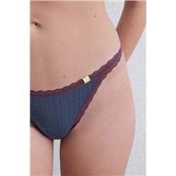 Tanga seamless pointelle azul
