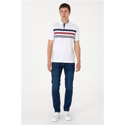 Erkek Regular Fit Polo Yaka Beyaz Tişört