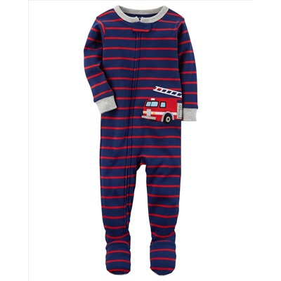 1-Piece Firetruck Snug Fit Cotton PJs
