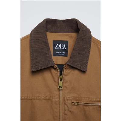 FADED JACKET WITH CORDUROY COLLAR
