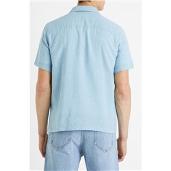 Camisa regular fit de lino - Azul