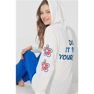 Siyah İnci Ekru Örme Pamuklu Pijama Takımı 22278727
