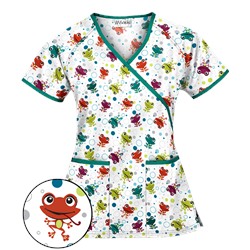 UA Jumpin Jack White Mock Wrap Scrub Top
