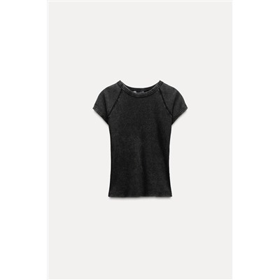 FADED-EFFECT RIB T-SHIRT