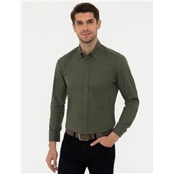 Haki Regular Fit Uzun Kollu Gömlek