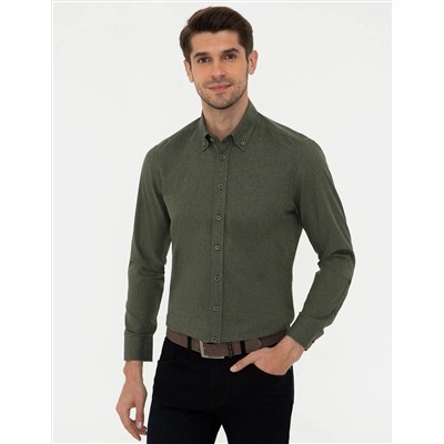 Haki Regular Fit Uzun Kollu Gömlek