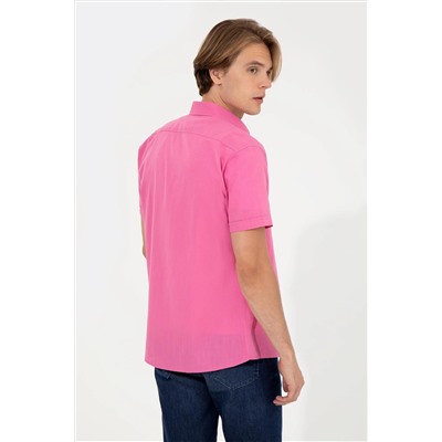 Erkek Pembe Kısa Kollu Gömlek
