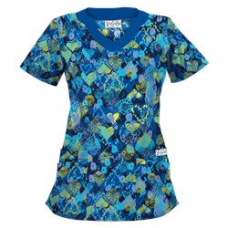 UA Bohemian Heart Navy Print Scrub Top