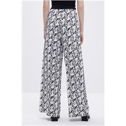 Pantalón palazzo de seda de tiro alto Blanco