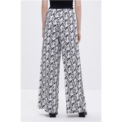 Pantalón palazzo de seda de tiro alto Blanco