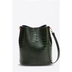 Bandolera de piel Bruna Croco Verde oscuro