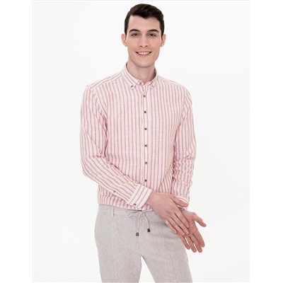Açık Kahverengi Slim Fit Uzun Kollu Gömlek