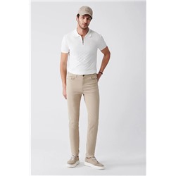 Avva Erkek Bej Armürlü Likralı 5 Cepli Slim Fit Kanvas Pantolon E003055
