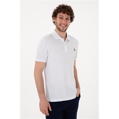 Erkek Slim Fit Polo Yaka Beyaz Basic Tişört