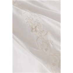 Loris King Size %100 Pamuk Nakışlı Nevresim Takımı - Ekru