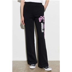 Wrangler Wide Leg Fit %100 Pamuk Siyah Şardonlu Sweatpant Eşofman Altı W222175